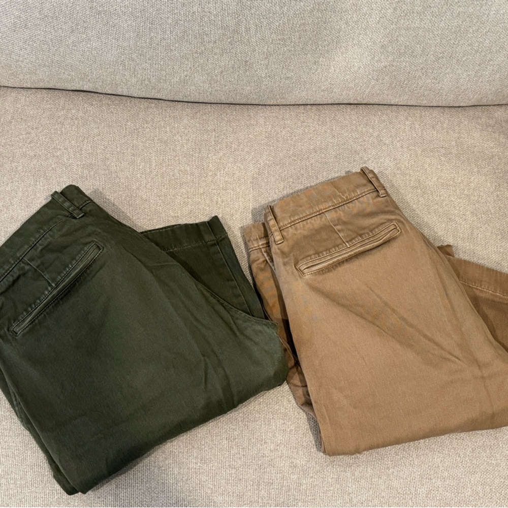 J. Crew Green and Tan Pants Set